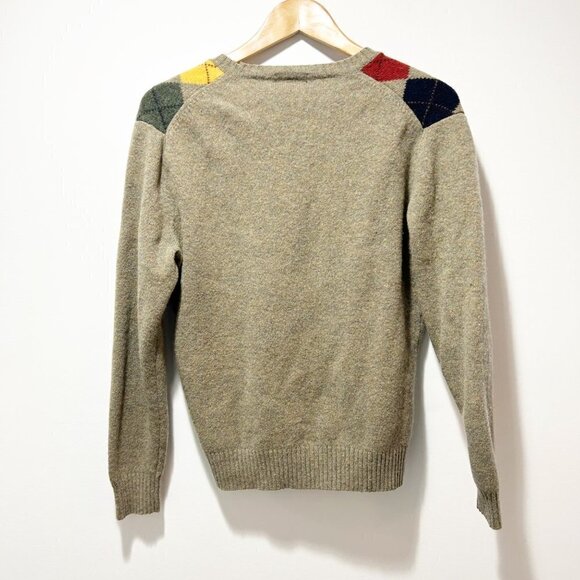 J.Crew 100% Lambswool V Neck Argyle Sweater Size Medium Premium Lambswool - Picture 2 of 10